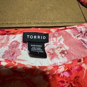 Torrid Floral Blouse - Red and Pink
